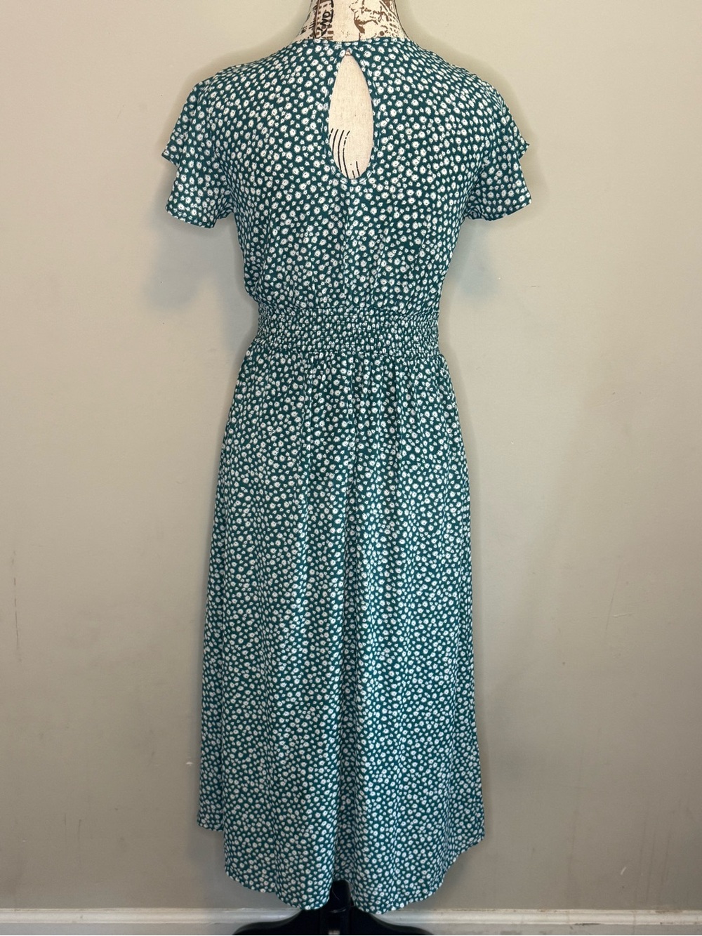 Sienna Sky Teal and White Dot Wrap Midi Dress - Size XS - Picture 7 of 9